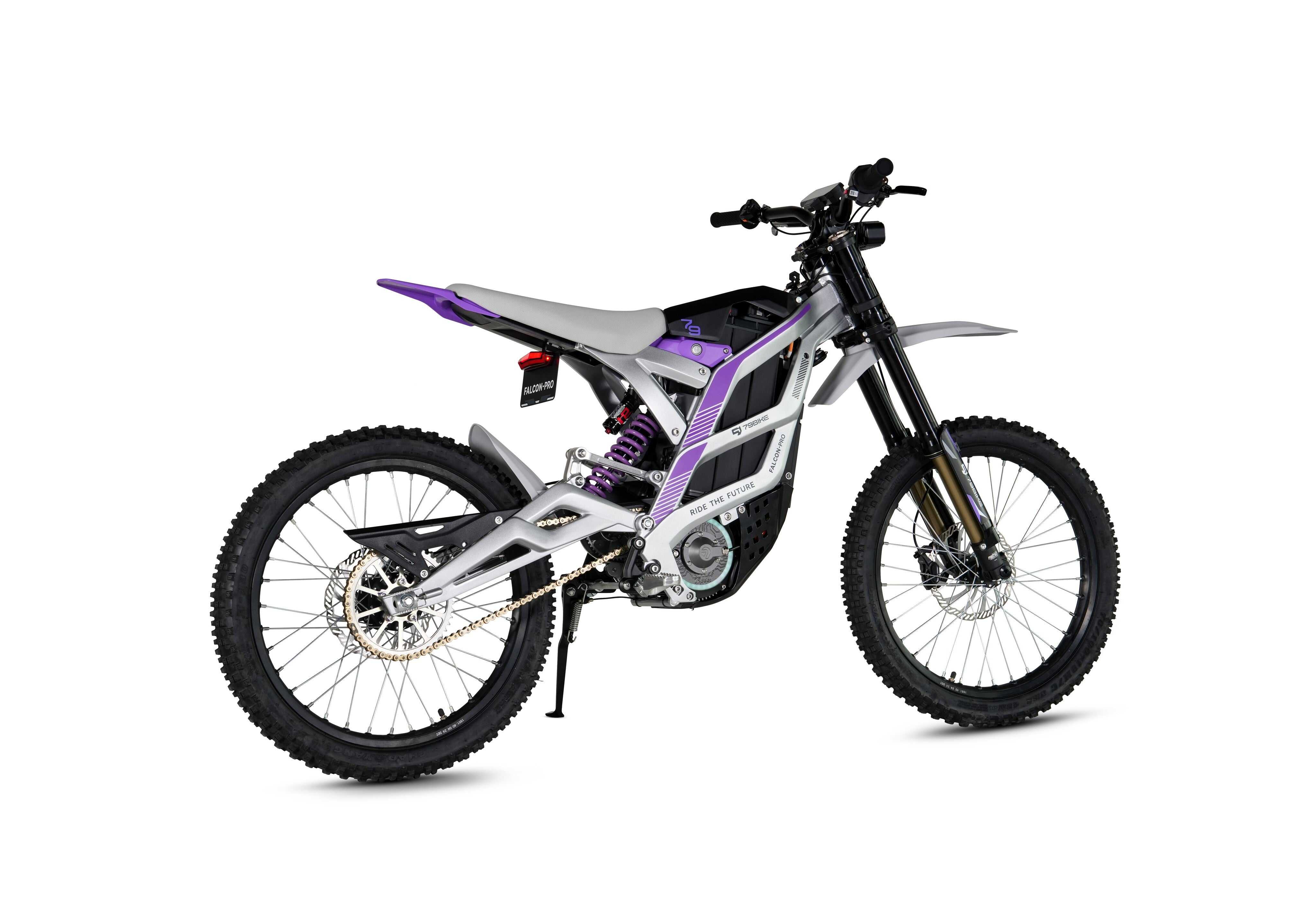 79 Bike Falcon Pro parked on a mountain overlook with 300 lbs rider support capacity and rugged design