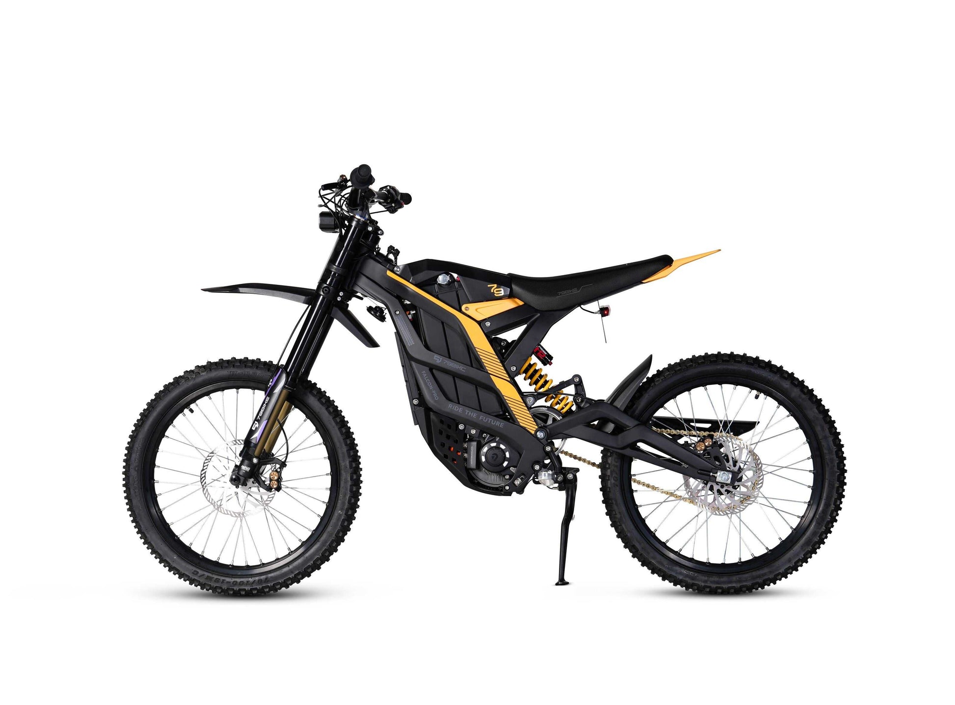 Rear view of 79 Bike Falcon Pro accelerating on open terrain with lightweight forged aluminum frame
