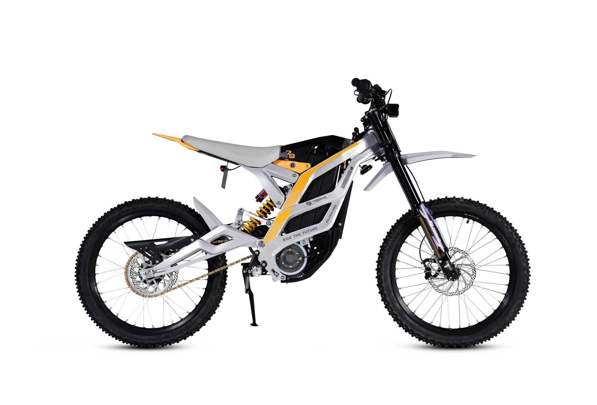 79 Bike Falcon Pro available at EZWheel USA in Dallas Texas shown on an open dirt field at sunset