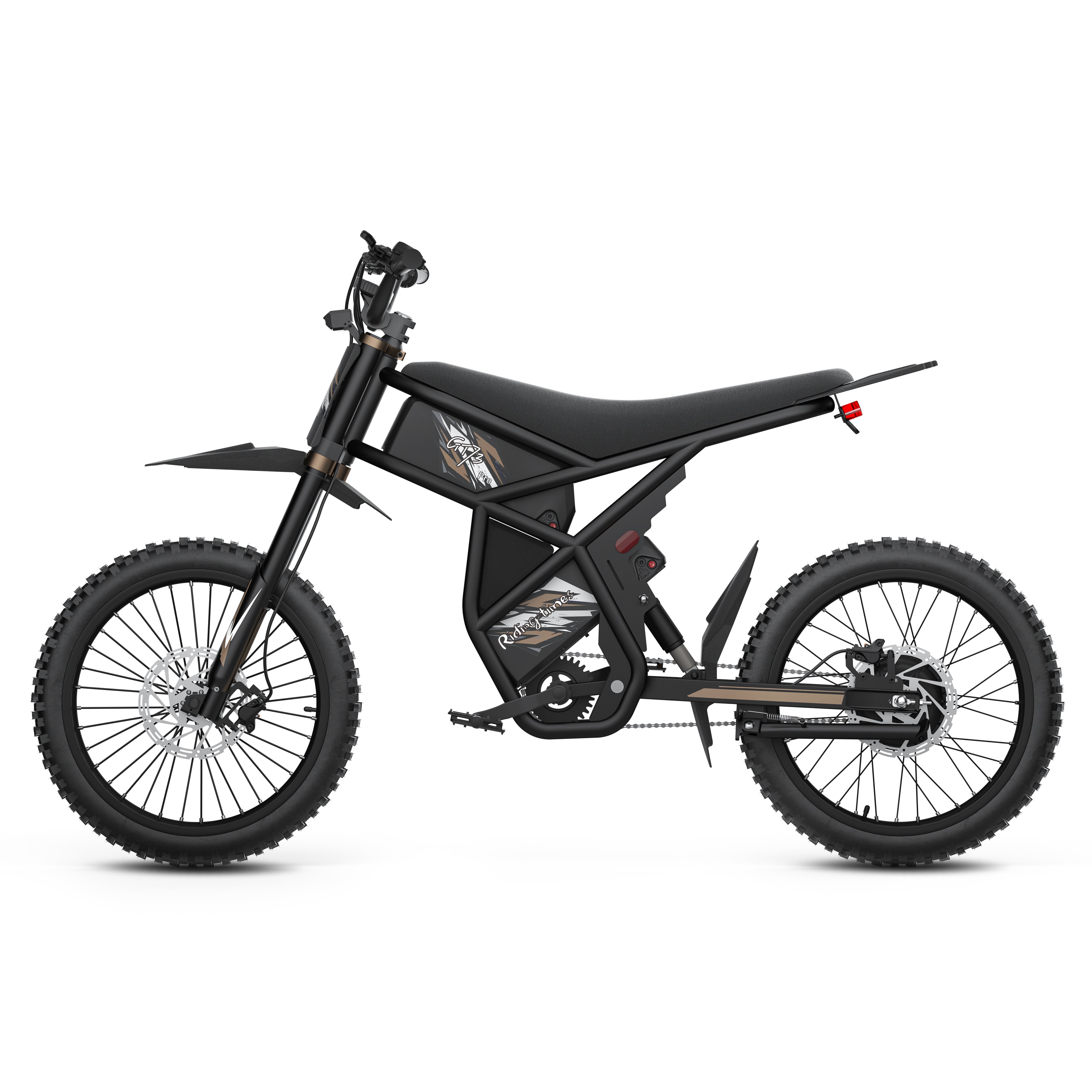 Dual removable 60 V 18 Ah batteries on RidingTimes GT73 Pro providing up to 87 miles throttle range.