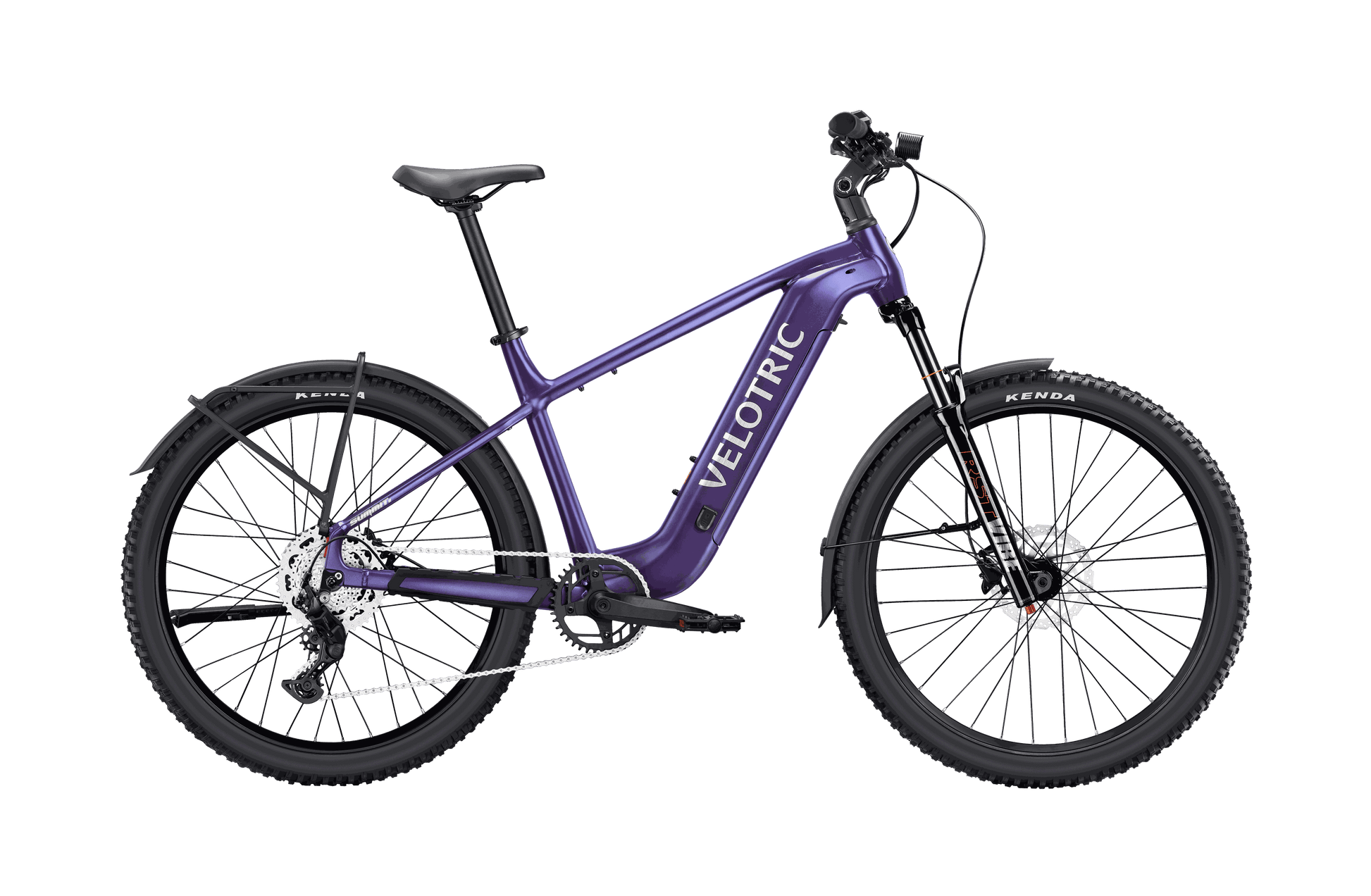 Velotric Summit 2 electric mountain bike parked on a trail overlook, showcasing trail-ready geometry and durable components for adventure riding.