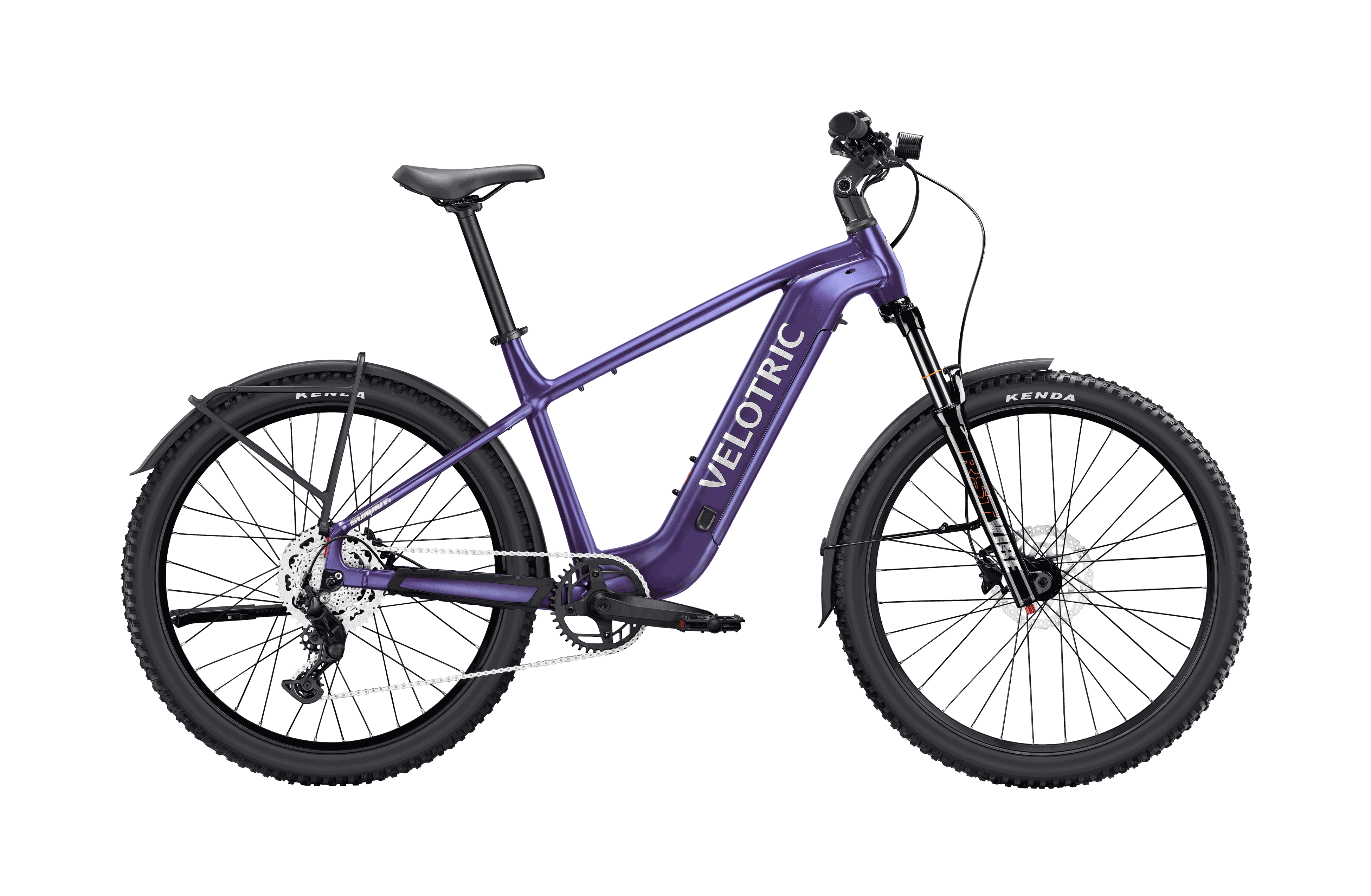 Velotric Summit 2 electric mountain bike parked on a trail overlook, showcasing trail-ready geometry and durable components for adventure riding.