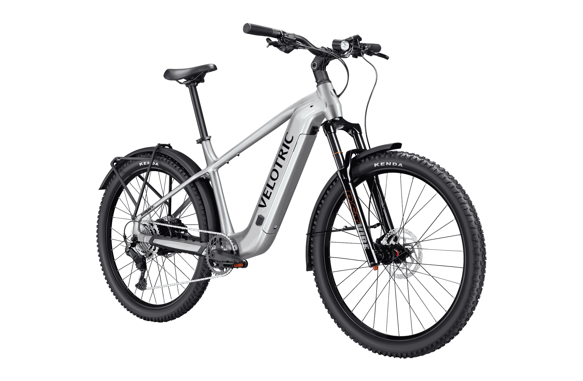 Velotric Summit 2 electric mountain bike climbing a steep rocky trail with powerful 750W motor and 90 Nm torque.