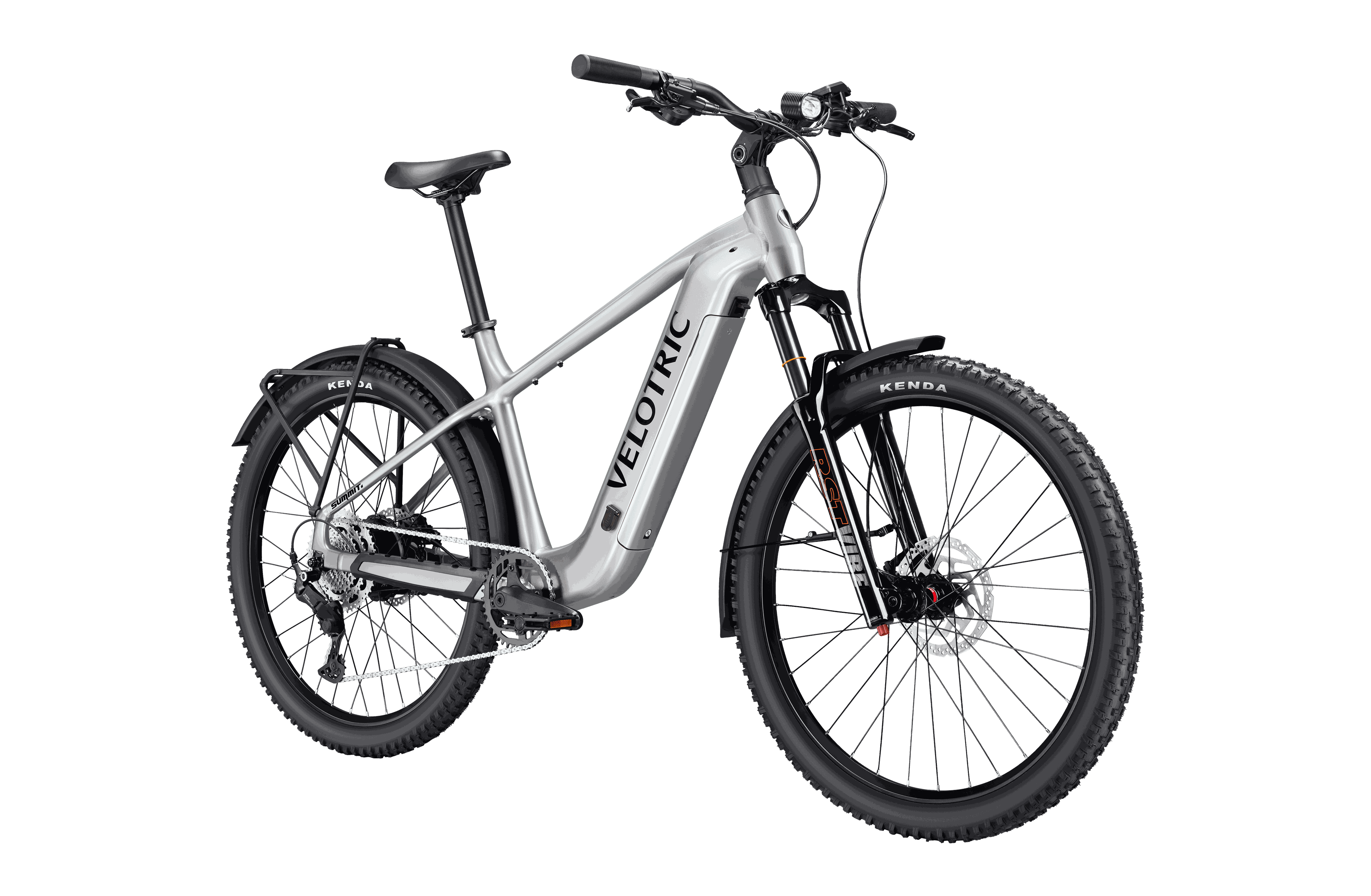Velotric Summit 2 electric mountain bike climbing a steep rocky trail with powerful 750W motor and 90 Nm torque.