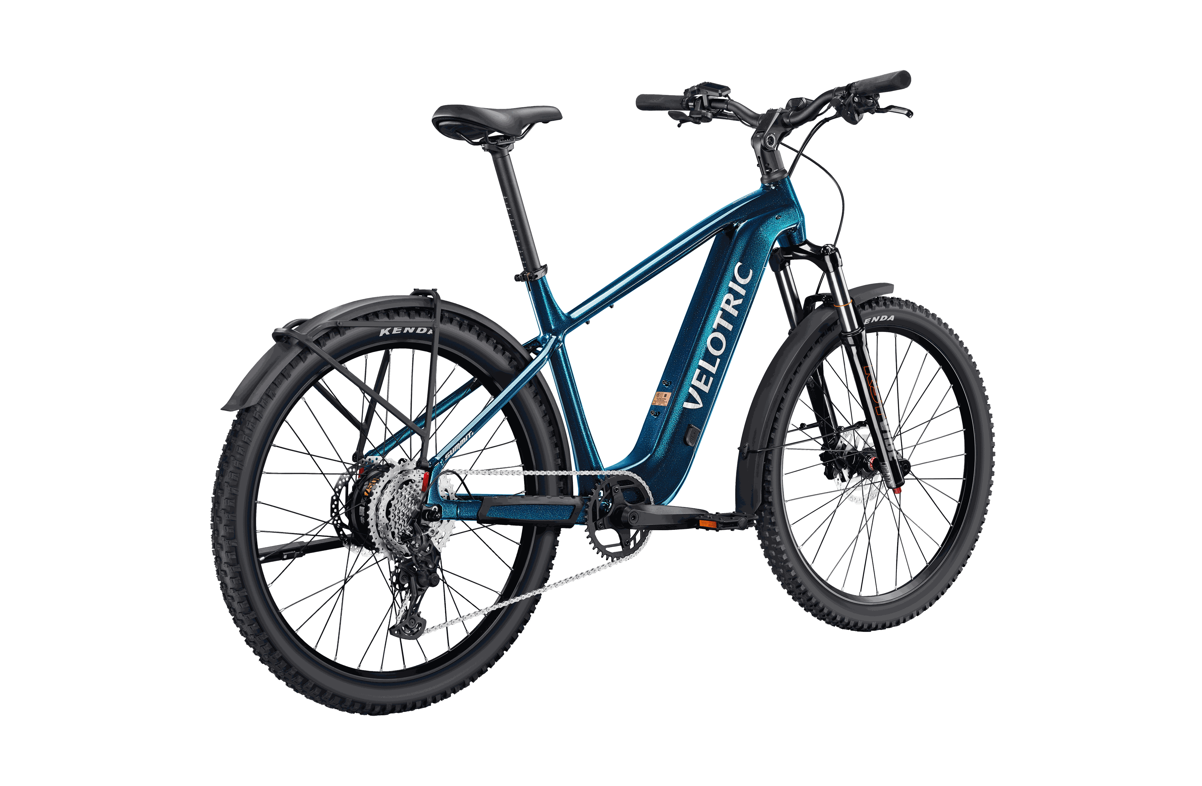 Close-up of Velotric Summit 2’s large full-color display showing speed, battery level, pedal assist mode, and trip data.