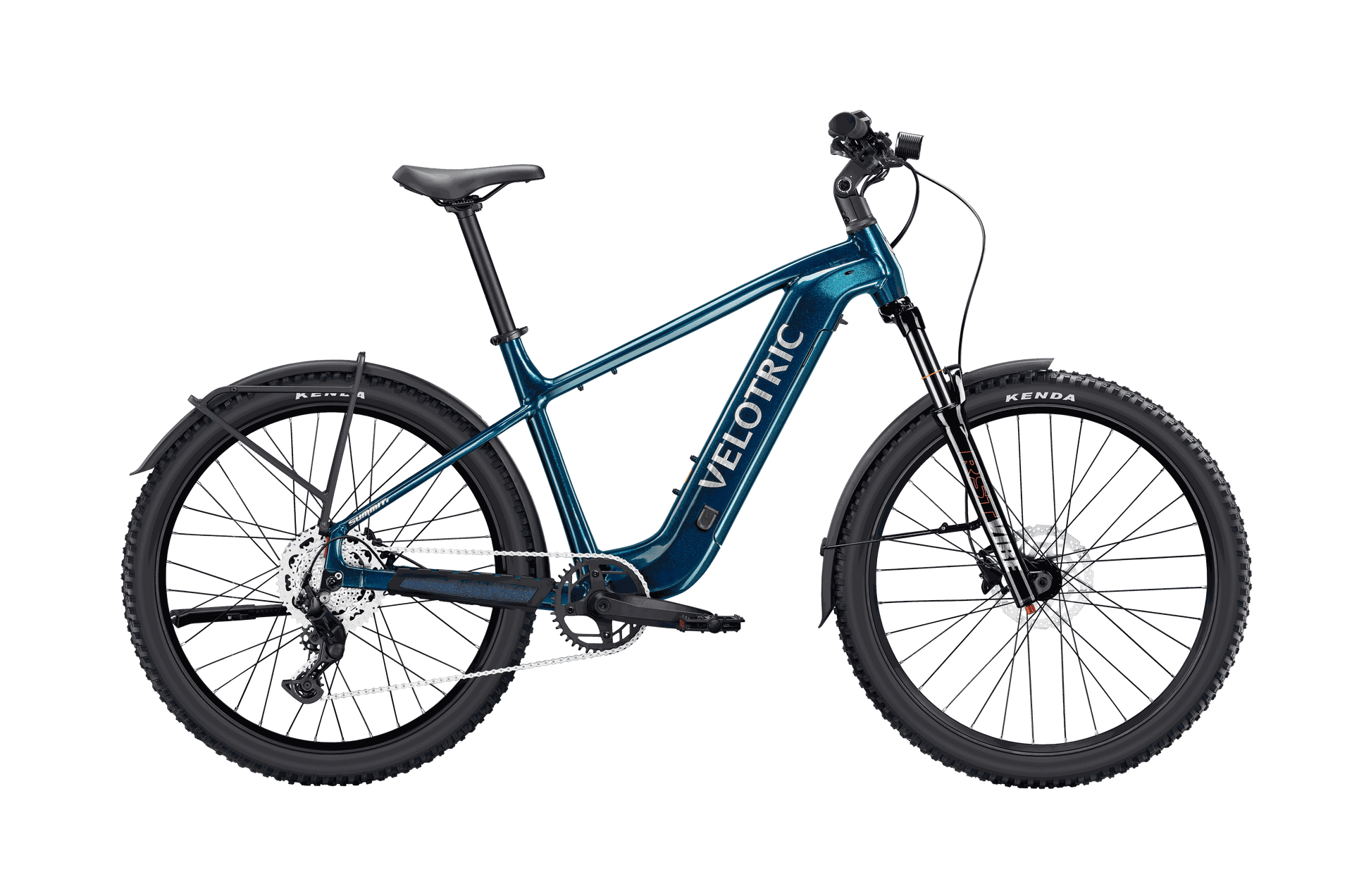 Velotric Summit 2 descending uneven terrain with hydraulic disc brakes providing reliable stopping power and stable control.