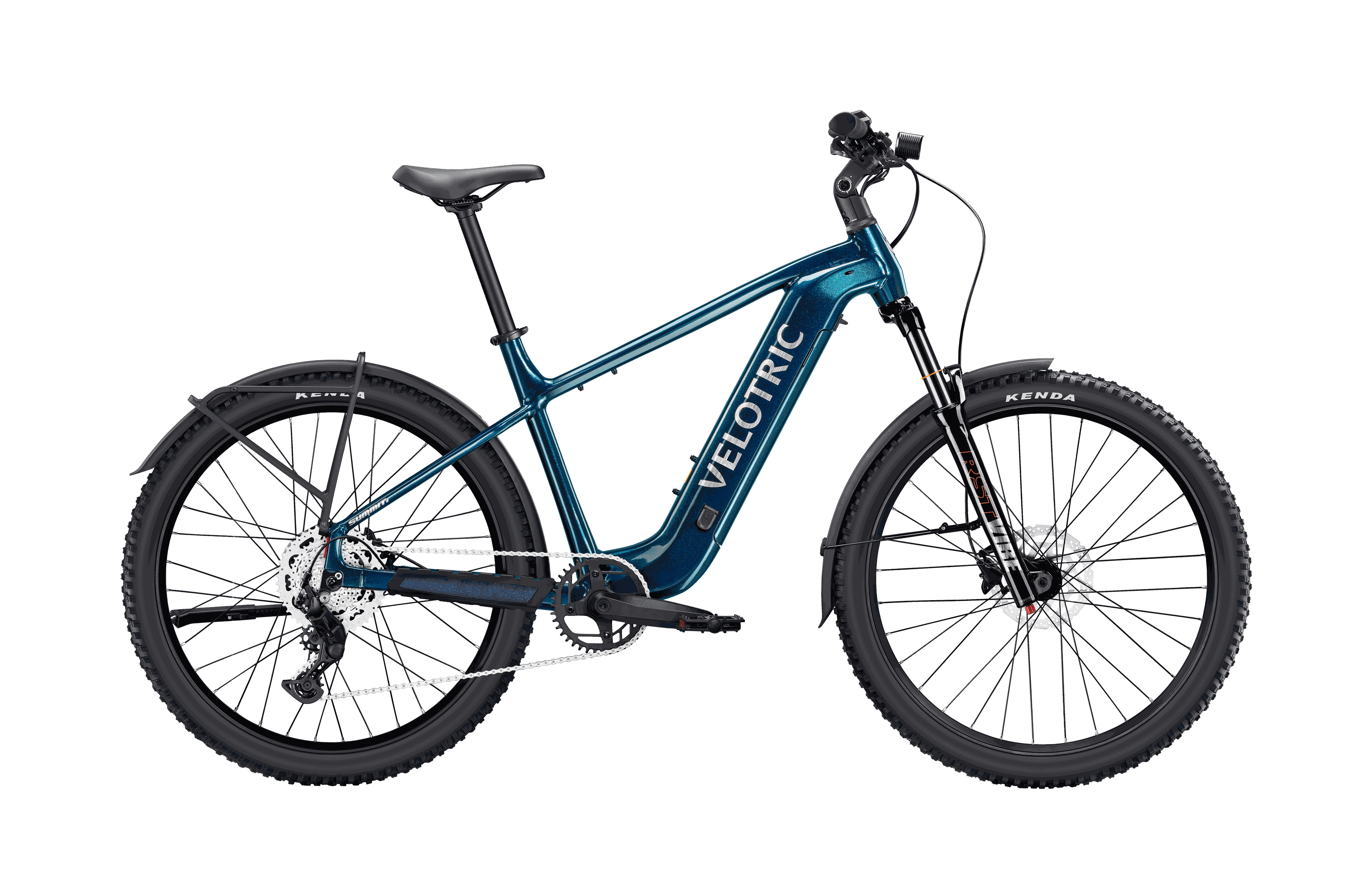 Velotric Summit 2 descending uneven terrain with hydraulic disc brakes providing reliable stopping power and stable control.