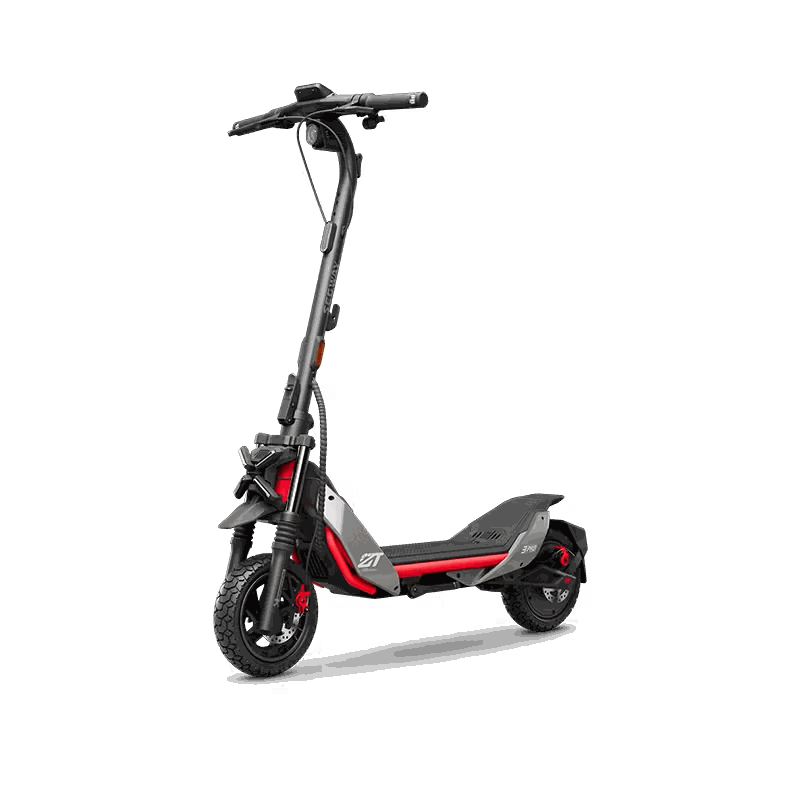 Segway ZT3 Pro electric scooter in black and red with dual front telescopic and rear spring suspension for smooth rides