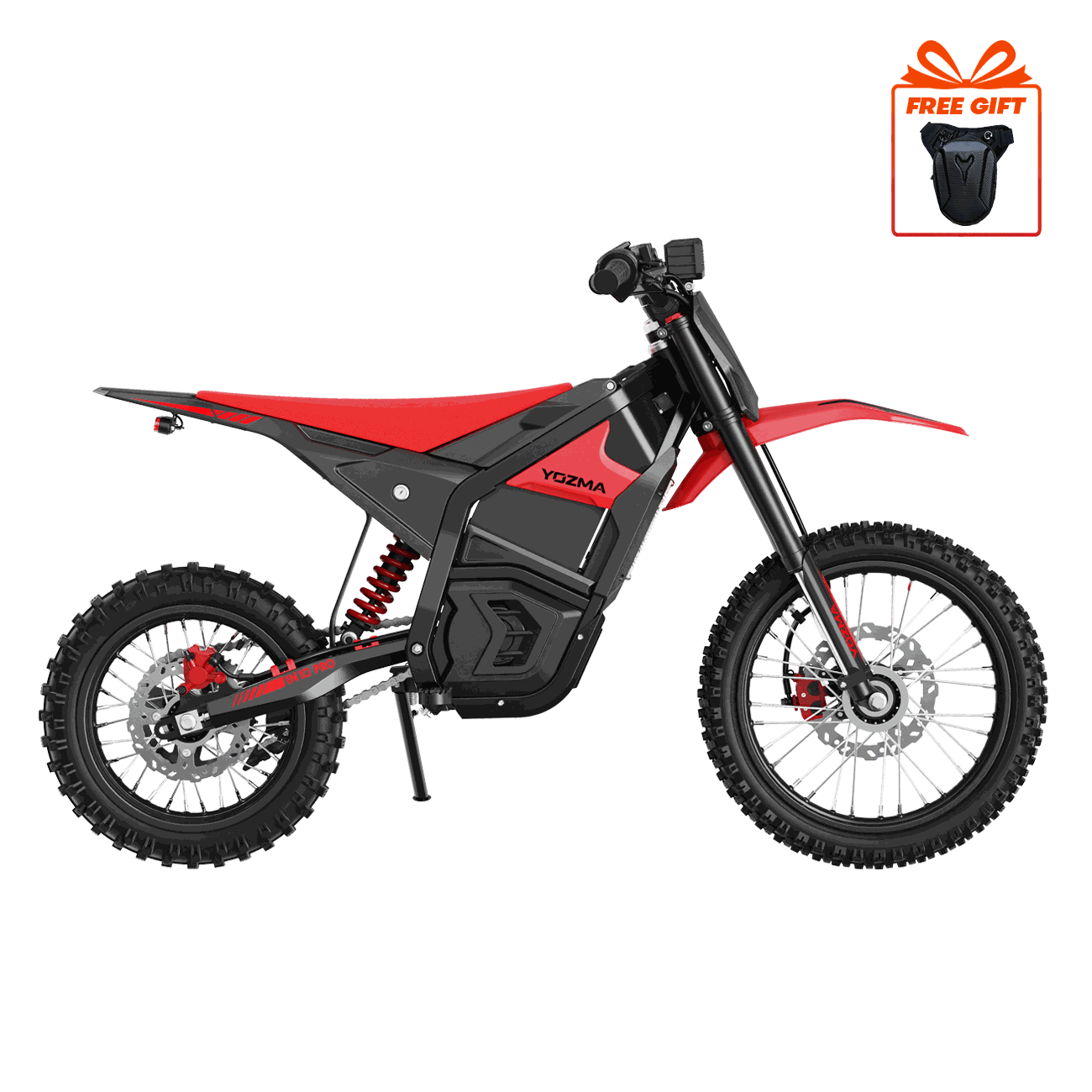Yozma IN-10 Pro electric dirt bike parked on an off-road trail with rugged tires and reinforced frame